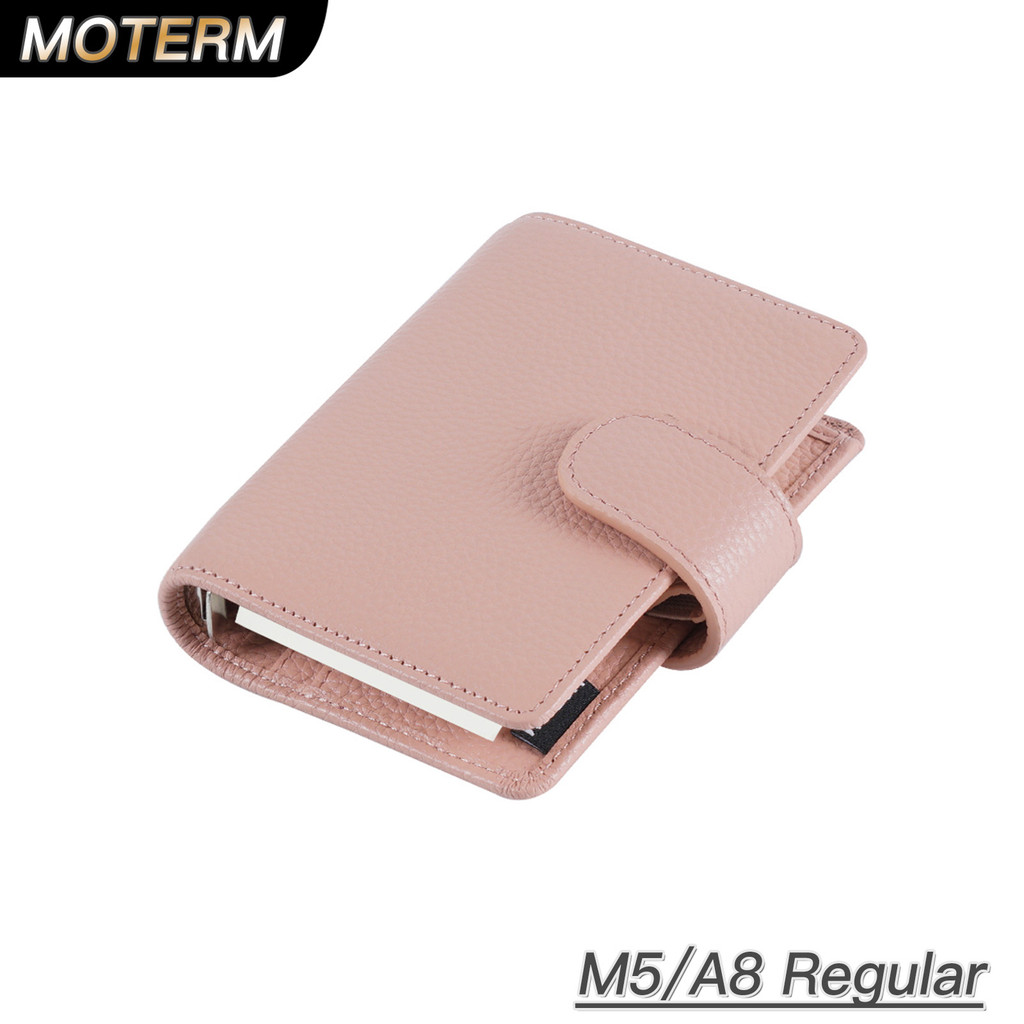 

Moterm Regular A8 / M5 Size Rings Planner Pebbled Grain Cowhide 5-hole Mini Notebook with 15 MM Rings Organizer Journey Diary