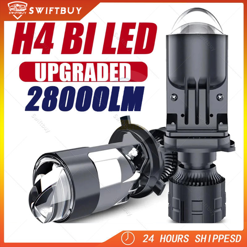 Sepasang 2PCS Lampu LED H4 Mobil H4 Bulbs Headlight Mini Projie 120W Lampu Utama LED Laser Kipas H4