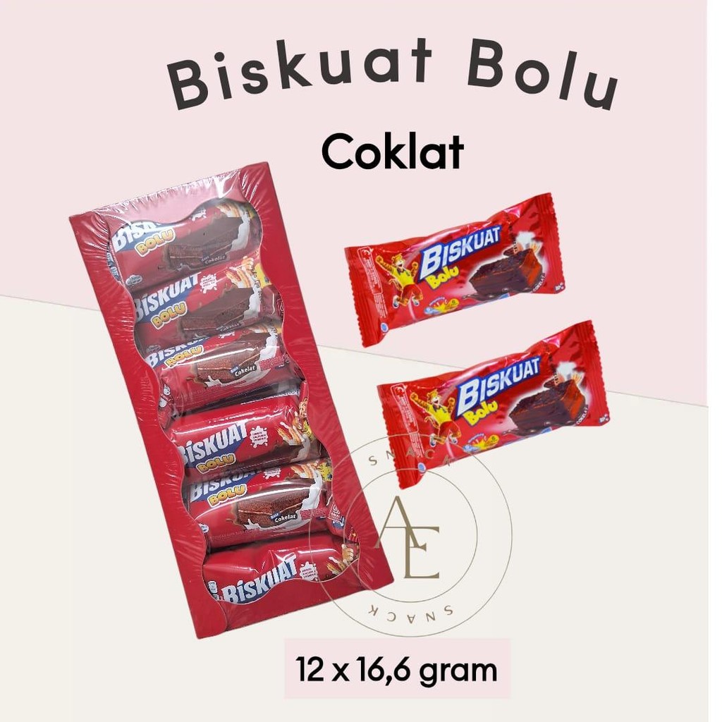 

Biskuat Bolu snack cake / bolu aneka rasa kemasan Box isi 12 X 16,6 gram Biskuit Cemilan