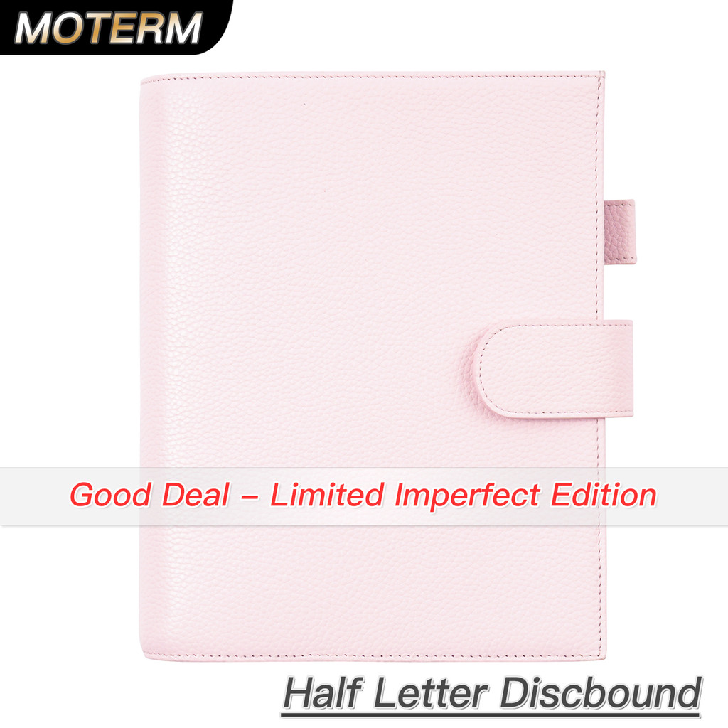 

Limited Imperfect Moterm Discbound Series Half Letter Cover Pebbled Grain Cowhide Junior Expansion Disc Bound Organizer Agenda