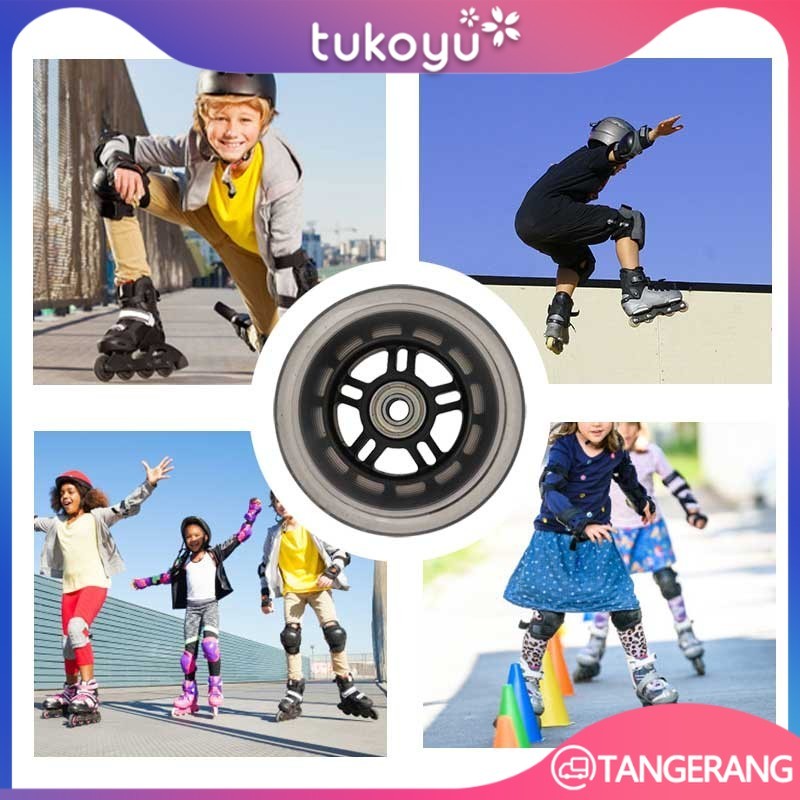 4pcs Set Roda Inline Skate 64mm Ban Wheels Karet Premium  Untuk Sepatu Roda Speed Fitness
