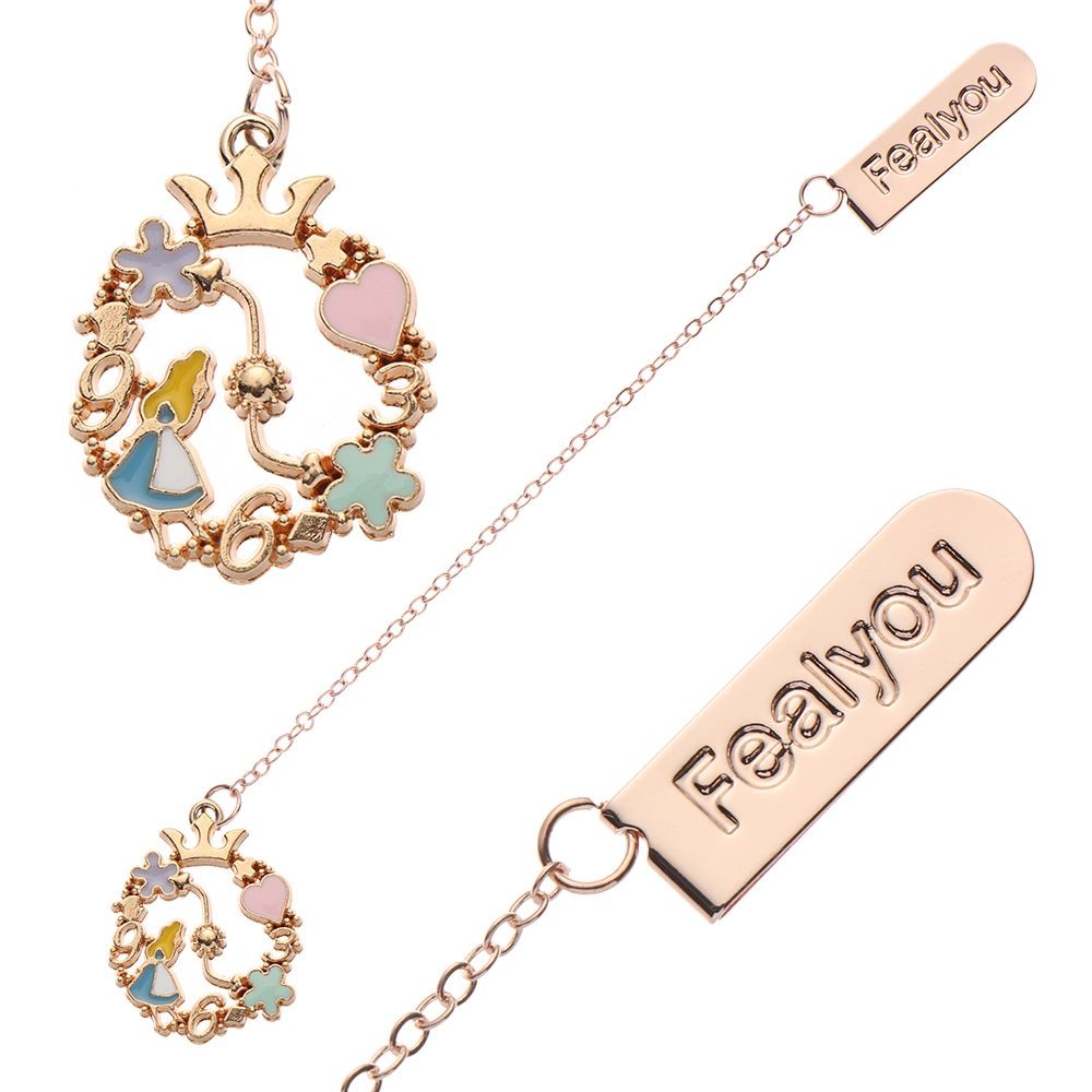 

School Office Supplies Stationery Cartoon Character Metal Bookmarks Peach Heart Pendant Pagination Mark