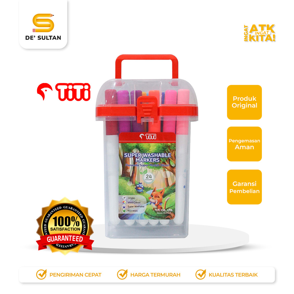 

TITI 24C SPIDOL WARNA MUDAH DICUCI/ SUPER WASHABLE MARKERS TI-SWM-24 (1SET)