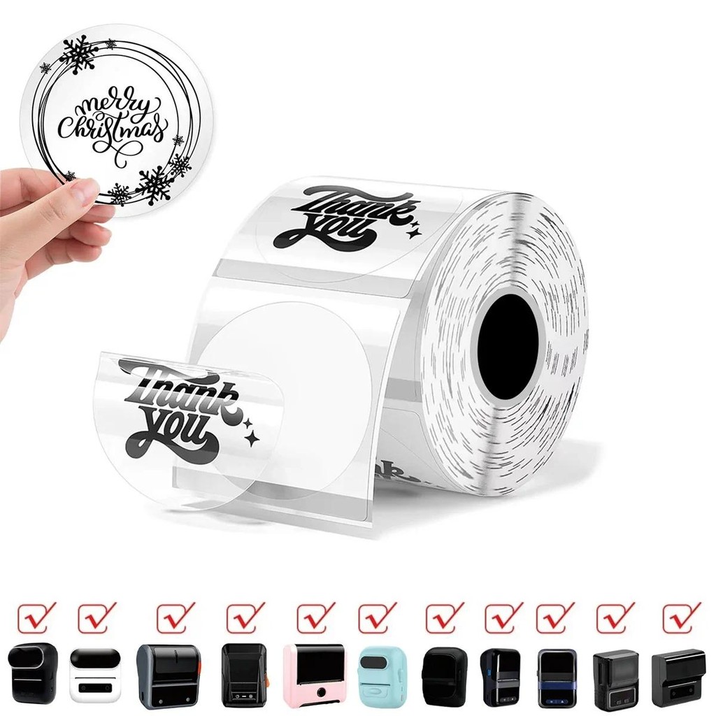 

50x50mm Clear Round Thermal Labels Strong Adhesive Label Roll Paper Suitable For M110/M200/M120/M220/E210/P50 Printers For home