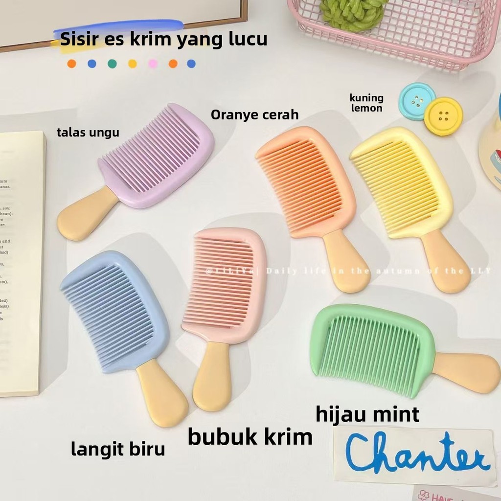 

Sisir Rambut Es Krim Mini untuk Wanita Sisir Pelurus Rambut Panjang Sisir Gigi Besar untuk Asrama Mahasiswa Sisir Plastik Portabel untuk Rambut Halus