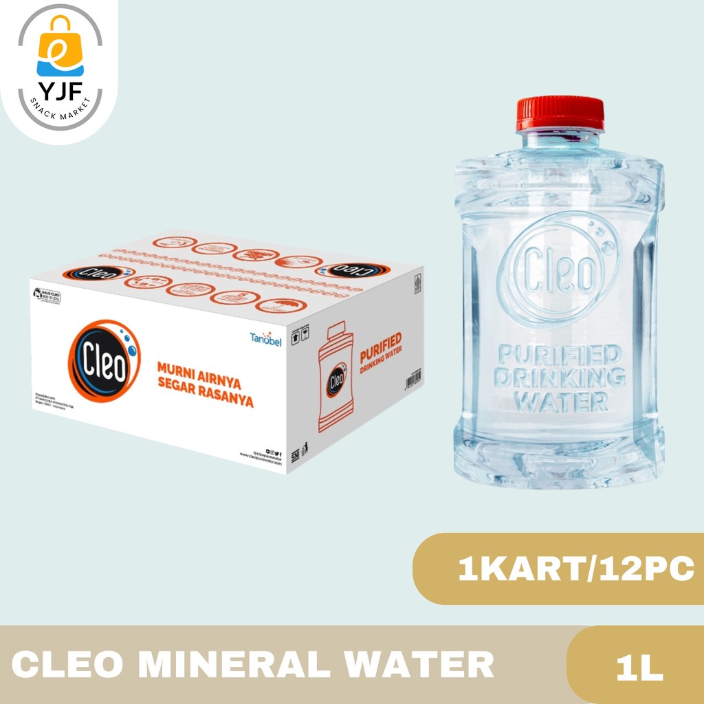 

Cleo MIneral Water 1L- 1 KARTON/12PC / Mineral Water / Air Mineral Kemasan Botol