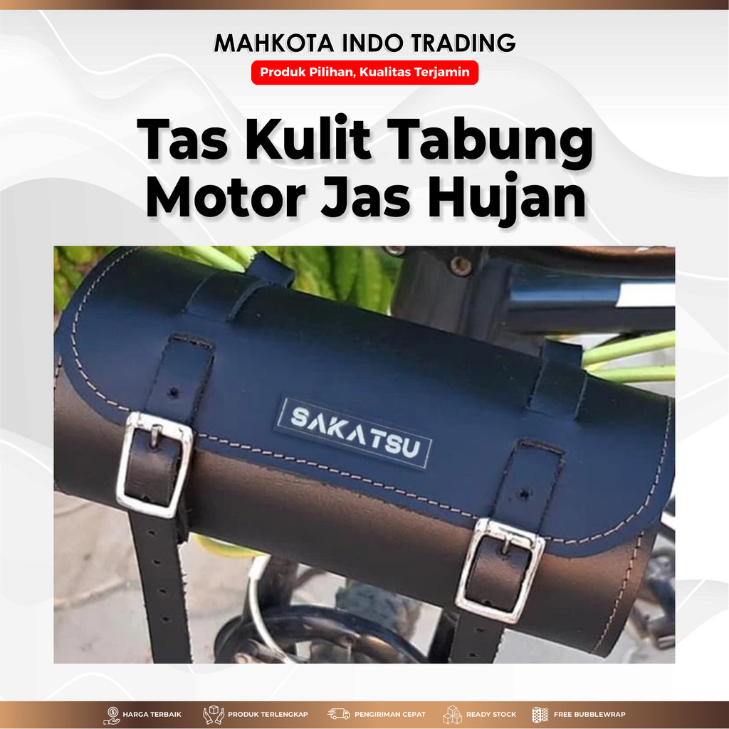 TABUNG MOTOR Just Ride Sakatsu/ Tas Jas Hujan Motor Kulit / Tas Samping Retro
