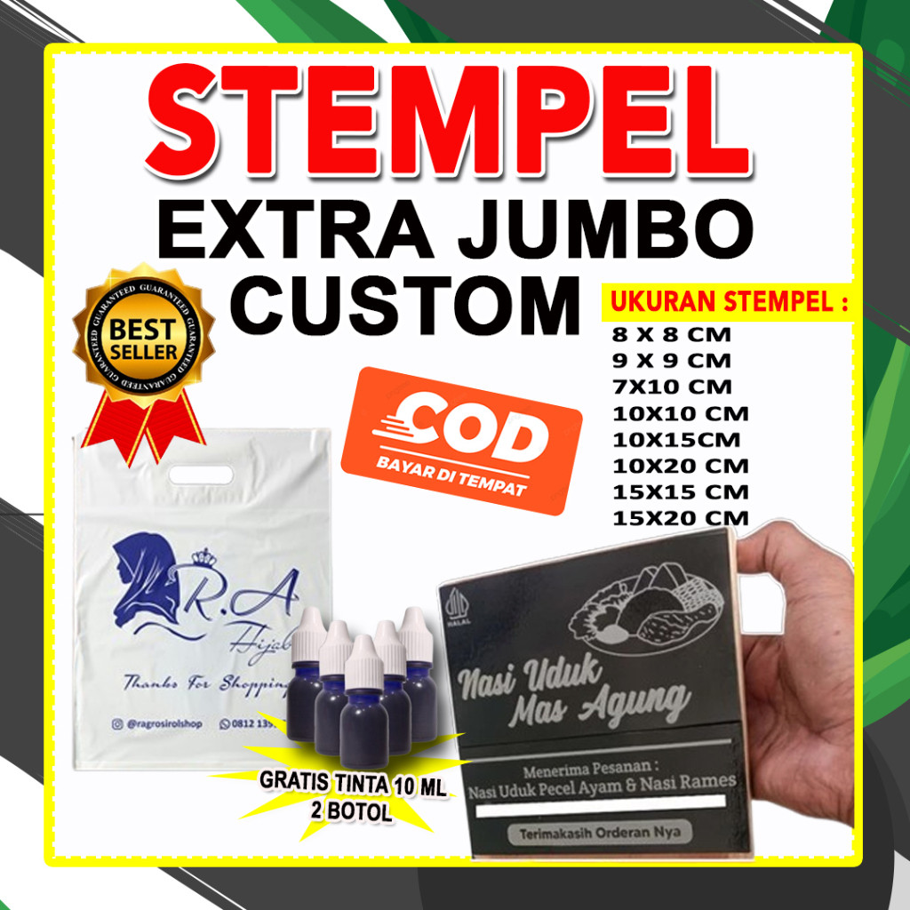 

New Stempel Jumbo Custom, Buat Plastik, Kertas Waterproof, Free DesainPremium