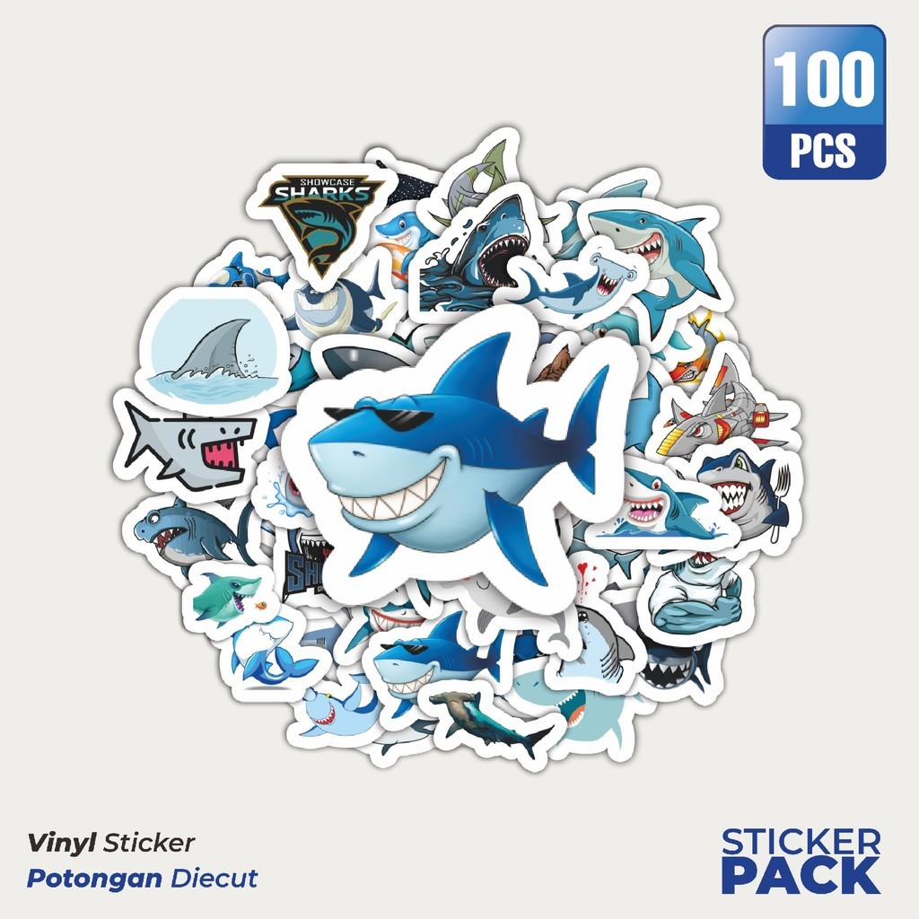 

Stiker Vinyl Stiker Hewan Hiu Waterproof Aesthetic- Untuk Laptop, Motor, dan Helm - Paper Stationery Pack