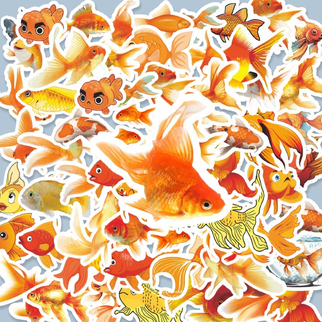 

100PCS Lucu Stiker Hewan Goldfish/Ikan Emas Stiker Aesthetic Stiker Anti Air Stikers Berperekat Waterproof sticker decal buat Motor Helm Buku Journal Koper Casing HP Laptop Botol Minum Hadiah anak