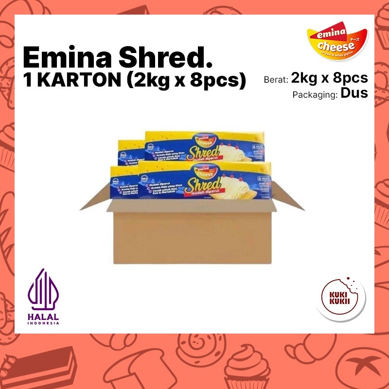 

Emina SHRED 2kg Kartonan (2kg x 8pcs) | Emina Shred Cheese Keju 1 Karton ( 8 x 2kg )