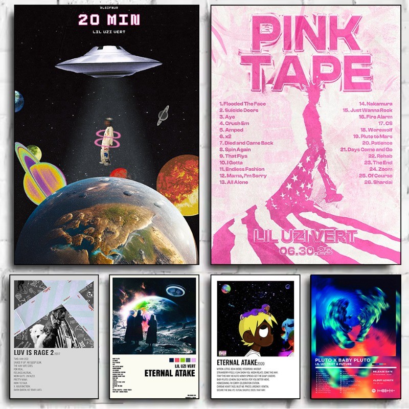 

Rapper Lil Uzi Vert Music Album Poster Print Canvas Pictures Home for Living Room Bedroom Wall Modern Decor Frameless Painting