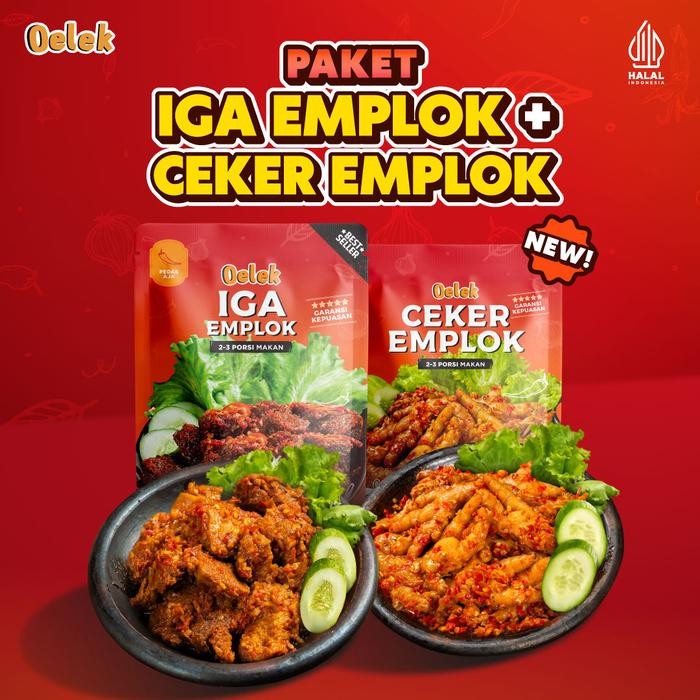 

Oelek Paket 2 Lauk Iga & Ceker Emplok Tanpa Tulang 200gr/ Ceker Mercon Pedas / Iga Emplok / Ceker Pedas Tanpa Tulang / Lauk Siap Saji / Makanan Siap Saji Pedas Guring Nagih - Pedes Aja