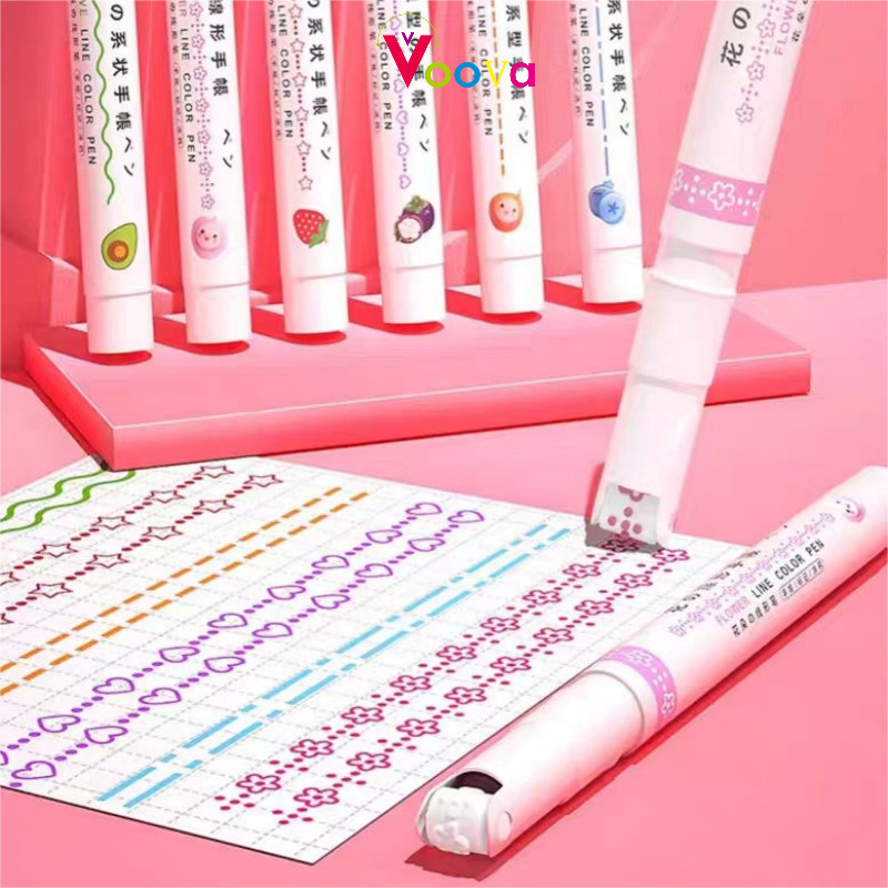

KlikIniAja VOOVA Flower Shaped Outline Pen Curve Pen Marker Pen Cepat Kering Stabilo Color Pen