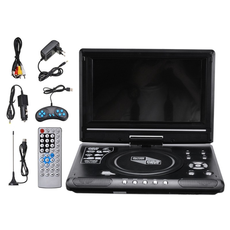 9.8 Inch Portable Home Car DVD Player VCD CD Game TV Player USB Radio Adapter Support FM Radio Recei