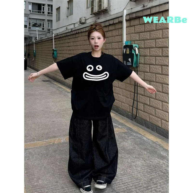 T-Shirt Wanita Hitam Lengan Pendek - Motif Kreatif & Aesthetic 2025  Katun Premium Bernapas Tipis  D