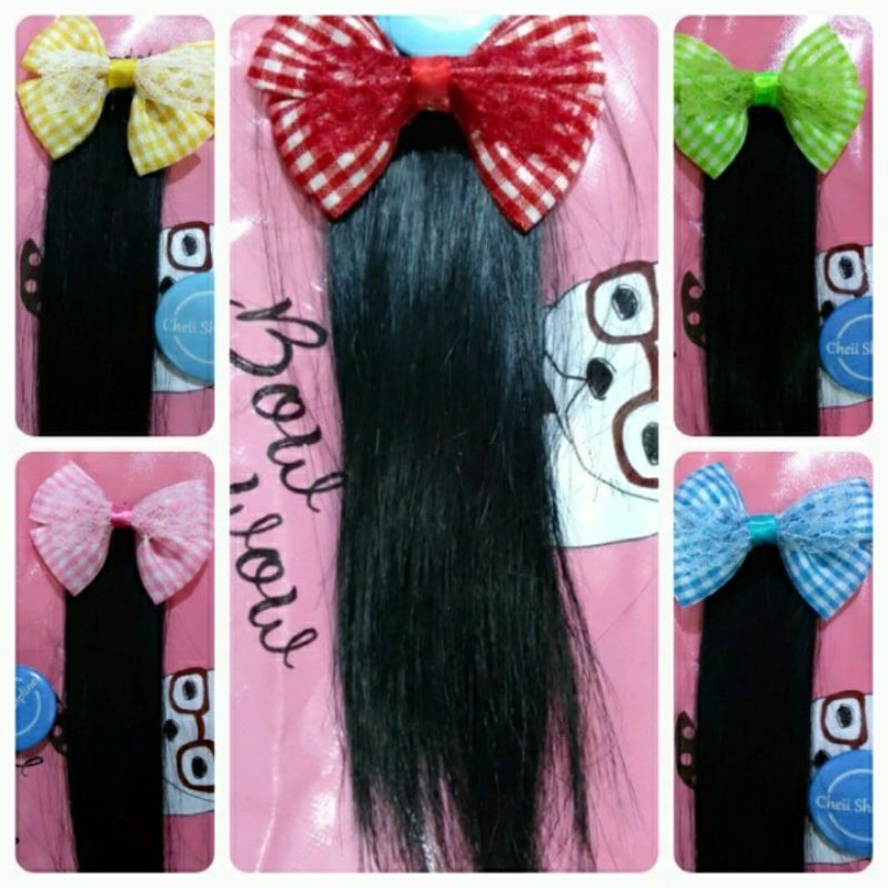 COD CHEII Rambut Lurus Smoothing Ponytail Pita jepit Anak Ribbon / Hair Clip / Rambut Palsu Sintetis