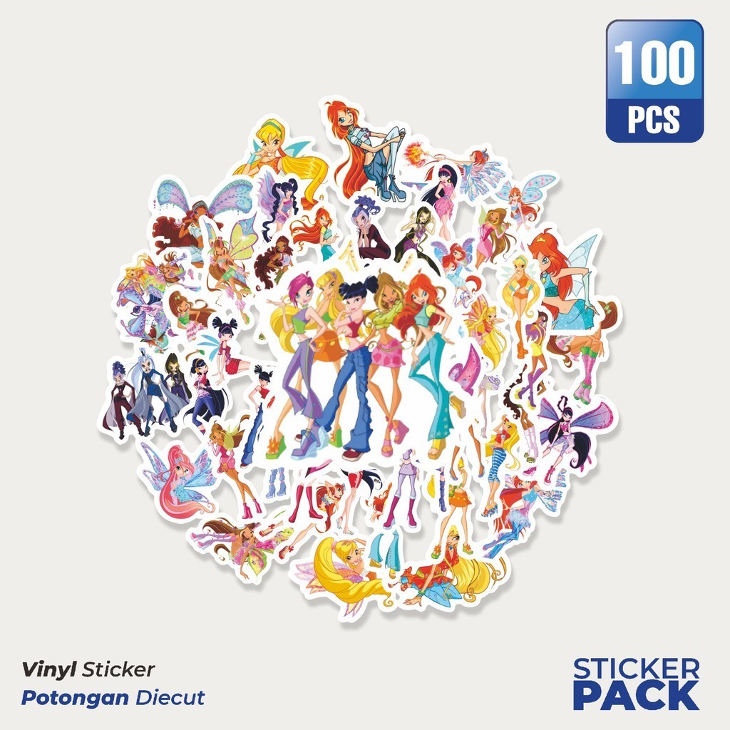 

Stiker Vinyl Sticker Kartun Winx Club Sticker Waterproof Aesthetic- Untuk Laptop, Motor, dan Helm - Paper Stationery Pack