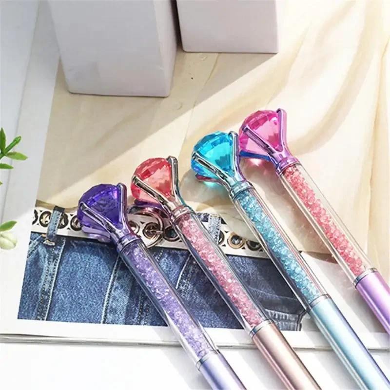 

4Pcs Big Diamond Pens-Bling Wedding Crystal Metal Ballpoint Pens With Black Ink Office Supplies Teacher Gift Office Accessories