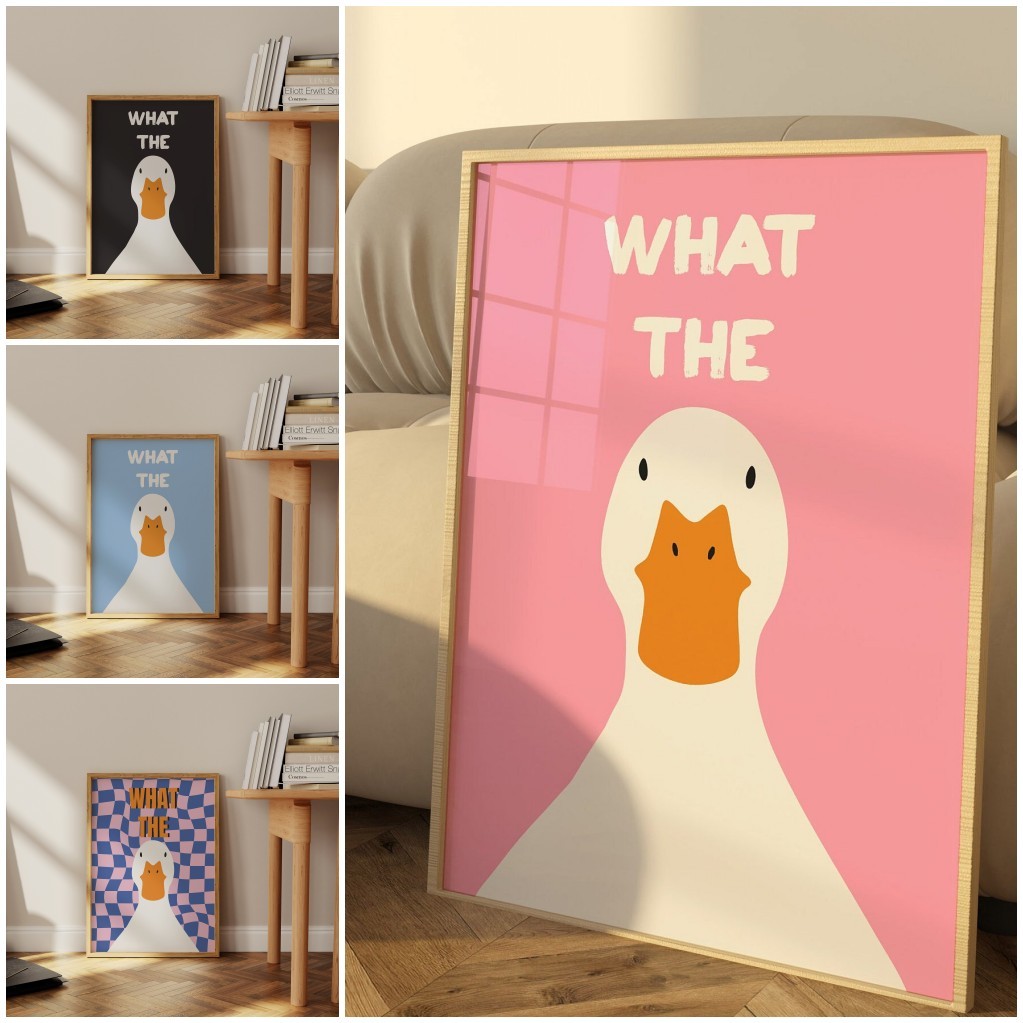 

What the Duck Print Art Picture Funny Cute Animal Canvas Posters Modern Wall Painting for Bathroom Bedroom Dorm Decor