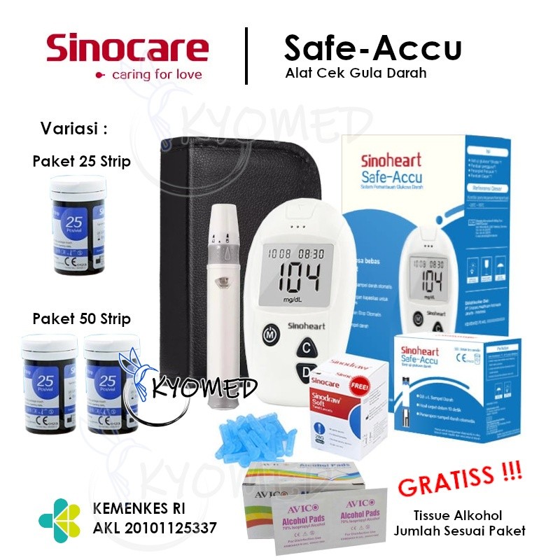 

Alat Cek Gula Darah Sinocare Sinoheart Safe-Accu / Safe Accu - KINIKU CARE
