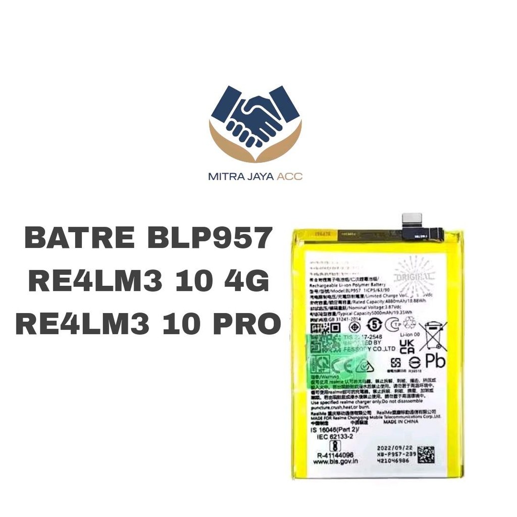 REALMI 10 4G / REALMI 10 PRO - BATERAI BLP957 ORIGINAL HIGH QUALITY BATTERY