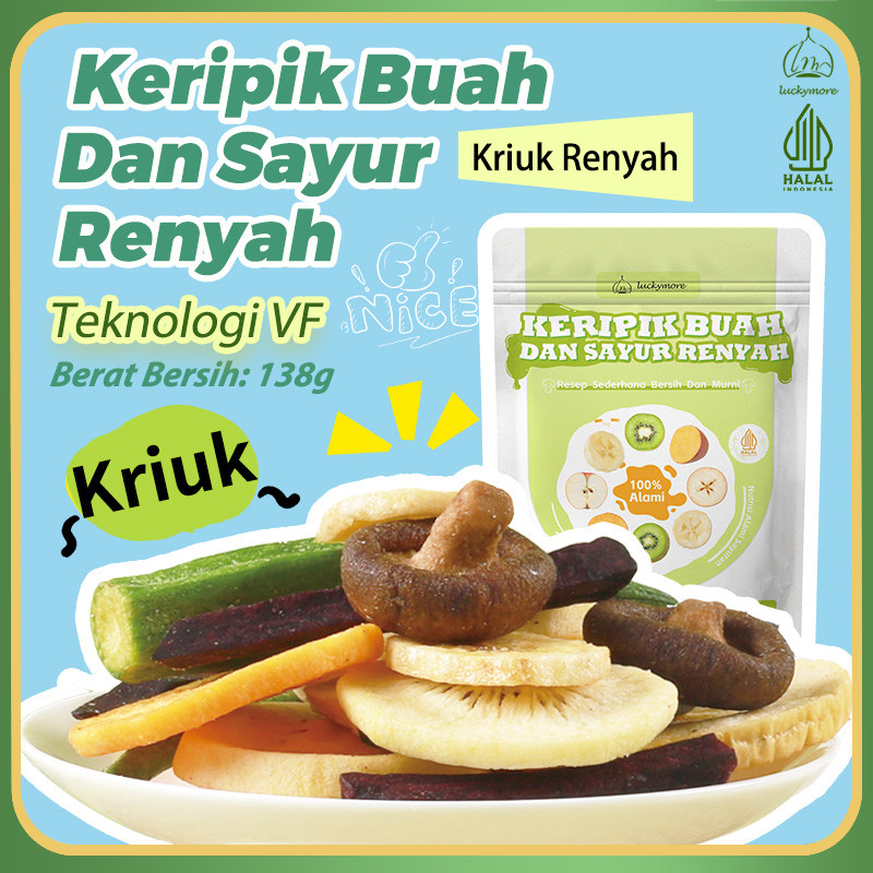 

[Luckymore] HALAL Keripik Buah & Sayur Renyah 135g | Campuran 10 Jenis | Cemilan Sehat & Variatif
