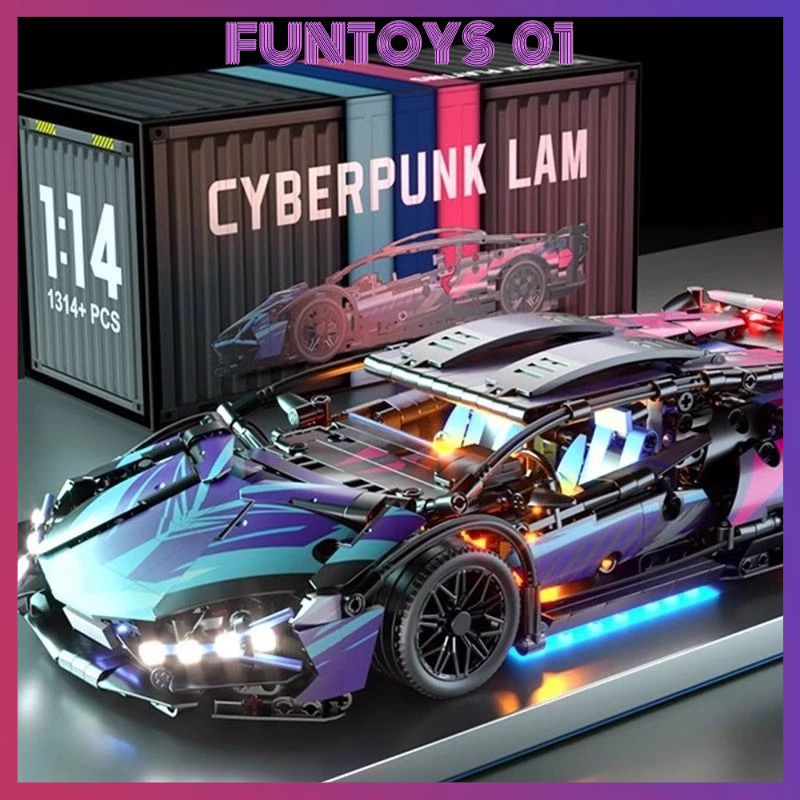 <READY> 1:14 RC Mainan mobil Bricks Edukasi Block 1314Pcs/1280Pcs  besar Lamborghini Model Susun Mai