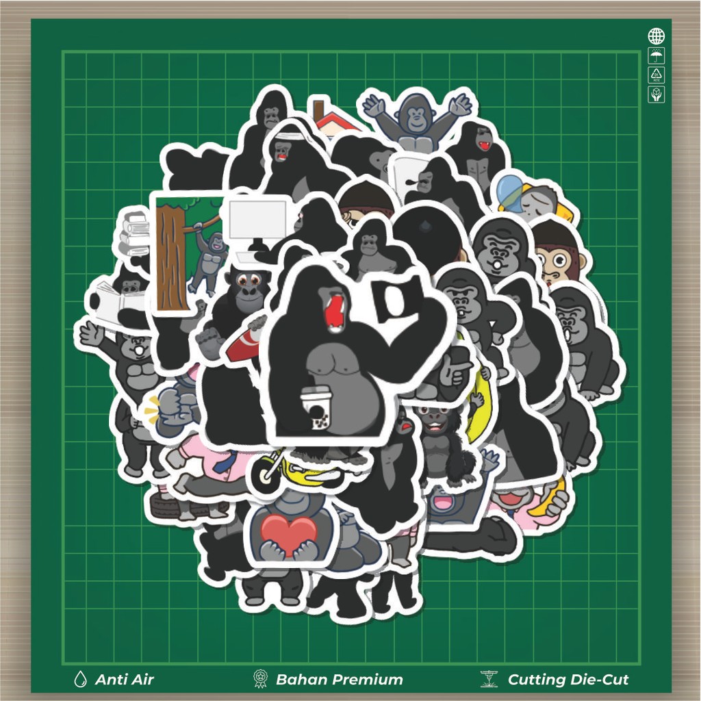 

HOT 50 PCS STIKER Stiker Hewan Gorila Stiker Fashion Cars Decal Dingin Kartu Album Custom Vinyl Anti Air- Sticker Aesthetic Buku Journal Koper Casing HP Tablet Laptop Helm Motor Botol Minum