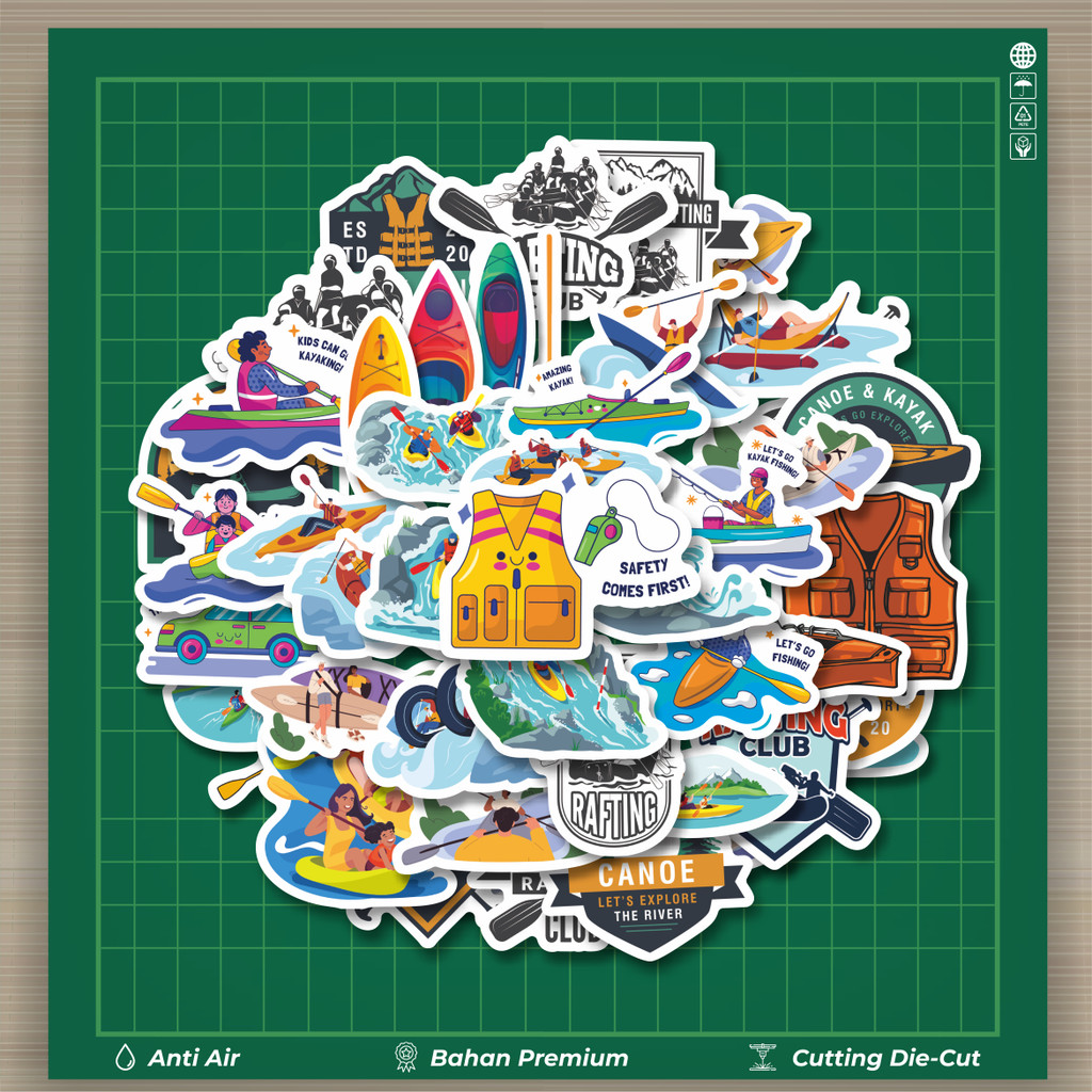 

HOT 50 PCS STIKER Stiker Tema Kayak Club & Aktivitas Air seperti Rafting, Canoe Stiker Fashion Cars Decal Dingin Kartu Album Custom Vinyl Anti Air- Sticker Aesthetic Buku Journal Koper Casing HP Tablet Laptop Helm Motor Botol Minum
