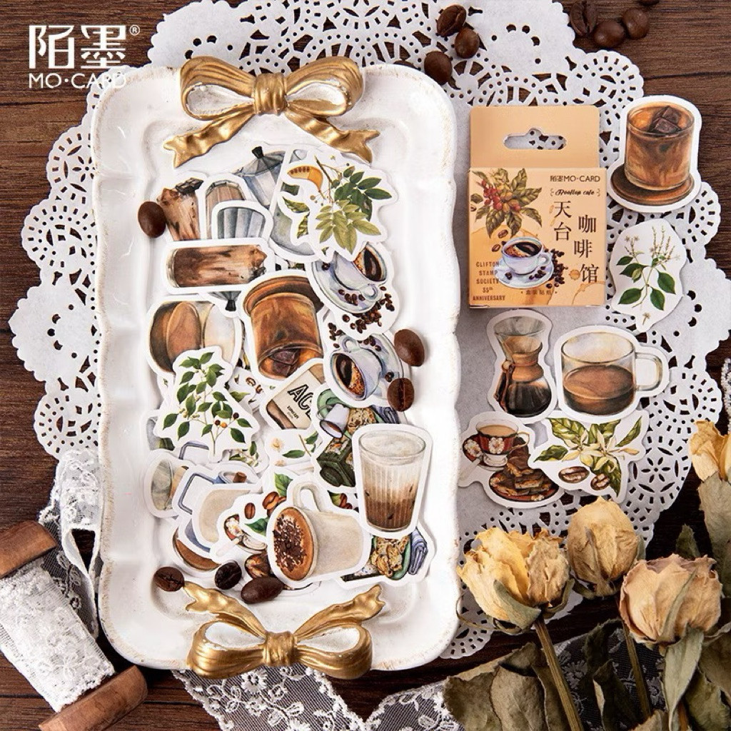 

40pcs++ (1 BOX) Sticker ROOFTOP COFFEE Decor Planner DIY Journaling Stiker Dekorasi Jurnal