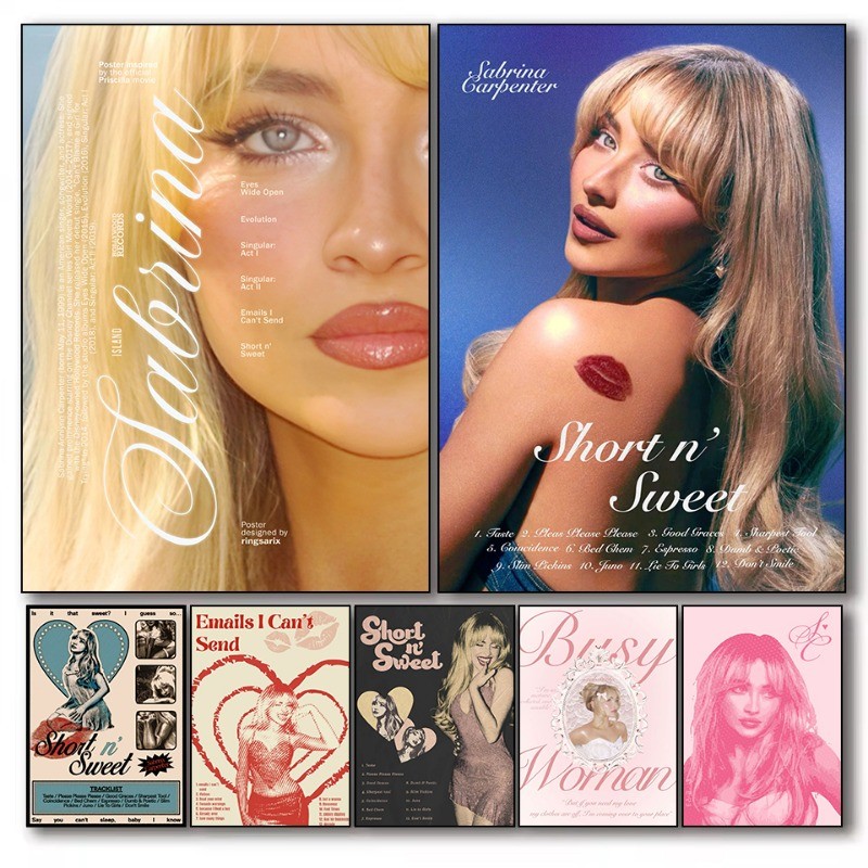 

Singer Sabrina Carpenter Series Vintage Poster Print Canvas Pictures Home for Living Room Wall Modern Decor Frameless Painting