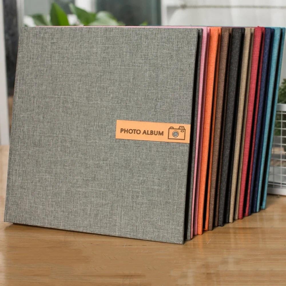

Gift 16 Inch Photo Album Capacity Lover Lamination Birthday For Large Photo Linen Simple Album Baby Family Wedding Self-adhesive