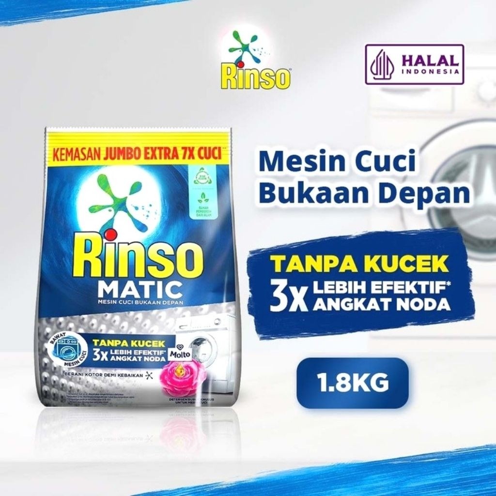 RINSO MATIC 1.8KG - Rinso Molto Detergen Bubuk 2 Kg  / Rinso 2kg / All Variant / Rinso 1.8 kg Murah