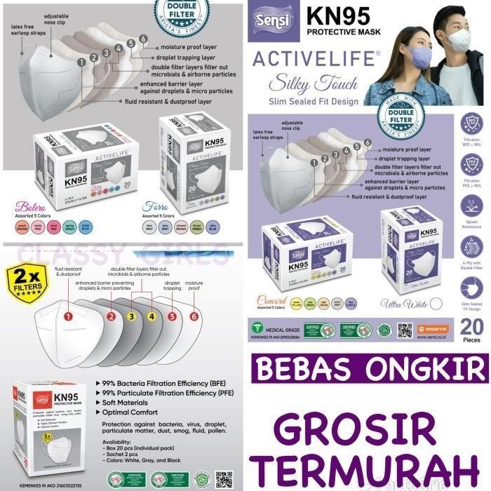 Hot Produk Masker KN95 SENSI 5 PLY - DOUBLE FILTER - Hitam Terbaik dan Terlaris