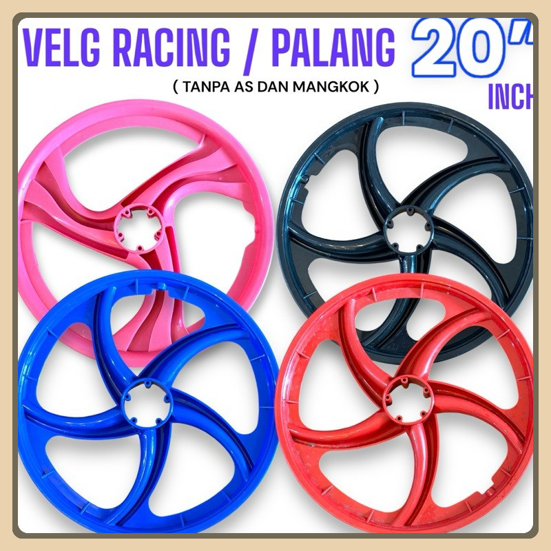 ( TANPA AS & MANGKOK ) Velg 20 Racing BMX Palang 20 inch Plastic Atom Velk Roda BMX 20 in