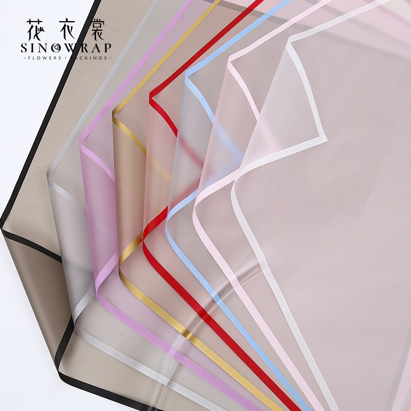 

Sinowrap [20 Lembar] Kertas Buket Bunga Matte Transparan Tepi Warna Jelly 58x58cm BOPP Matte Paper