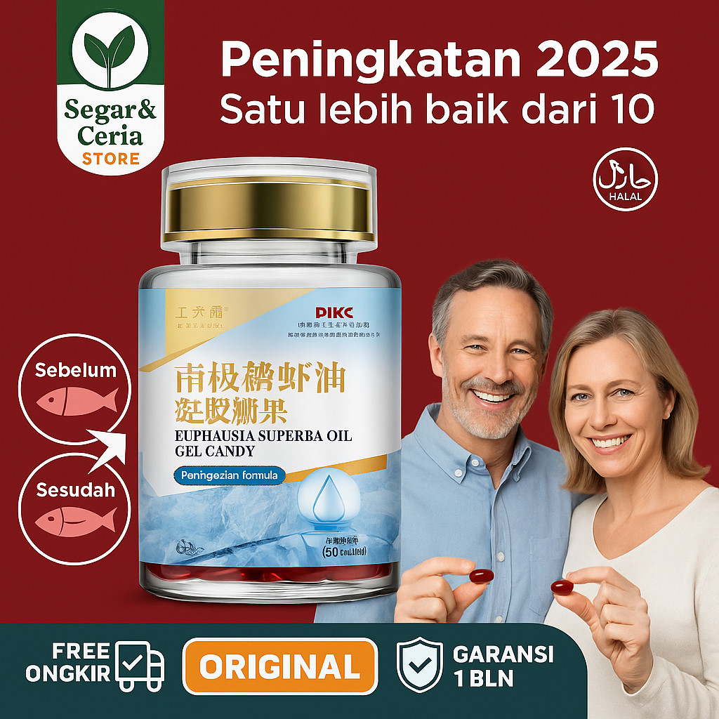 

【Dari Laut Dalam】【Beli 1 Gratis 1】Suplemen Gel Minyak Krill Antarctica (60 Butir) Dengan Kandungan Lipid Tinggi/Formula Alami Krill Oil + Fish Oil/Astaxanthin Murni/Kapsul Tanpa Gula Rasa Netral