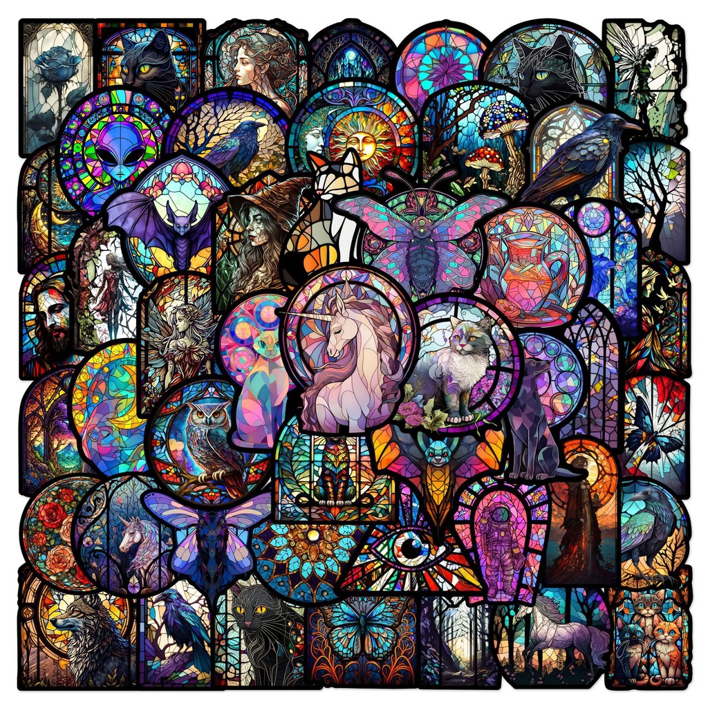 

10/25/50pcs Colorful Glass Graffiti Aesthetic Stickers for Phone Laptop Guitar Helmet Travel Luggage Skateboard Car DIY Helmet