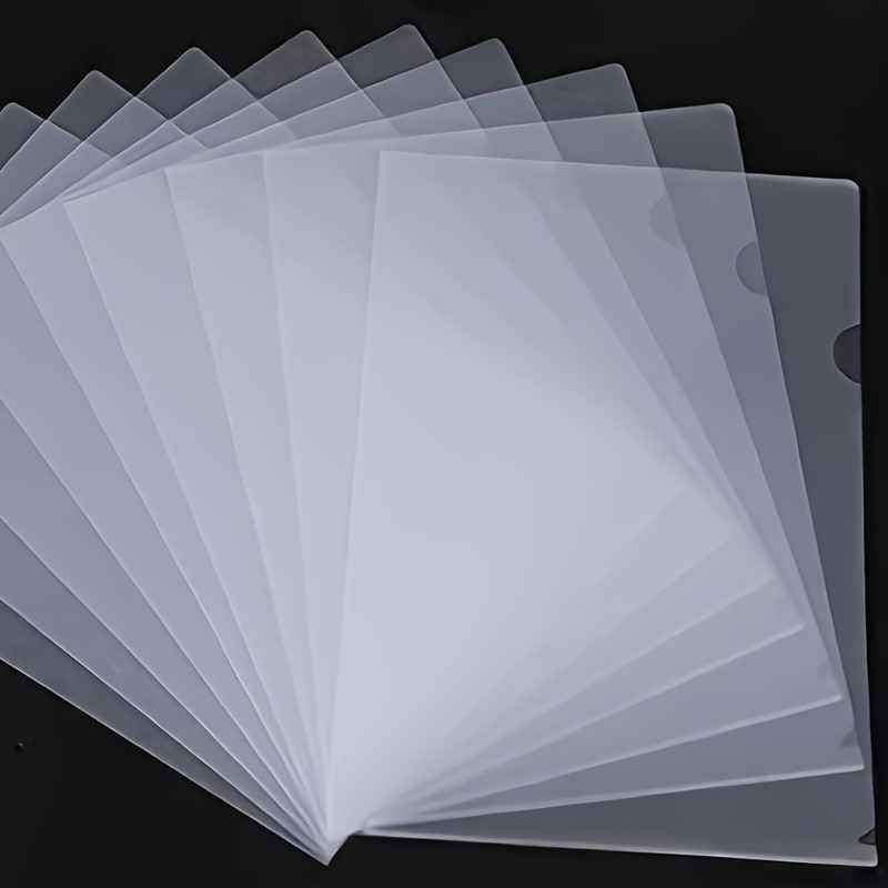 

50-Pack PVC Waterproof L-Shaped Plastic Folders, A4 Document Holders and Rectangular Envelopes for Office Storage