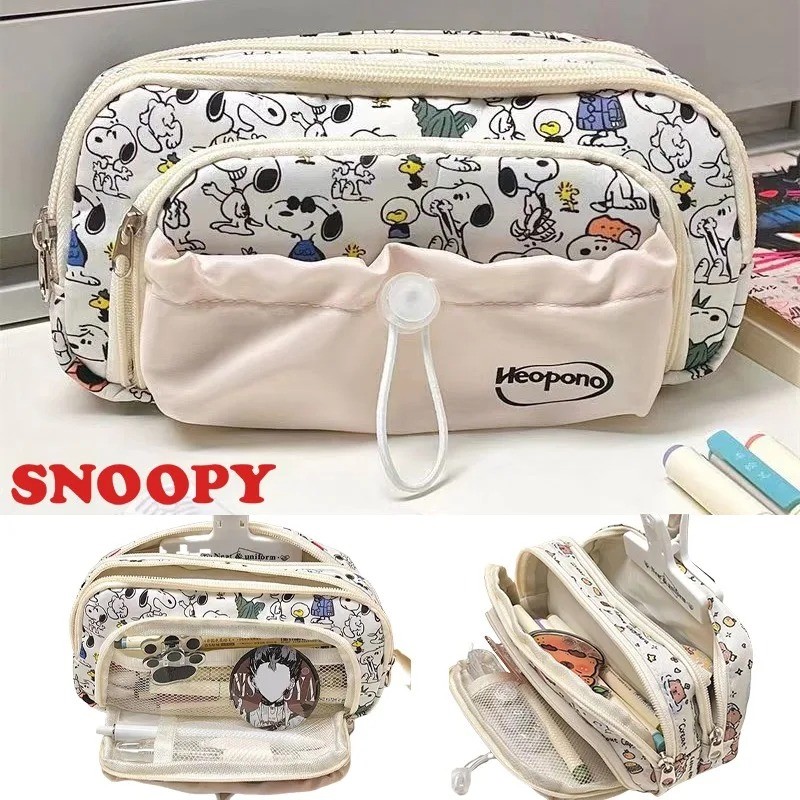 

Anime Snoopy Pencil Case Drawstring Cartoon Pen Bag Large Capacity Women Students Girls School Stationery Storage Kids Pen Box