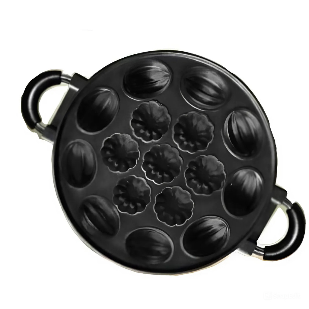 Cetakan Kue Cubit 16 Lubang Motif Variasi Loyang Kue Anti Lengket + Tutup kaca