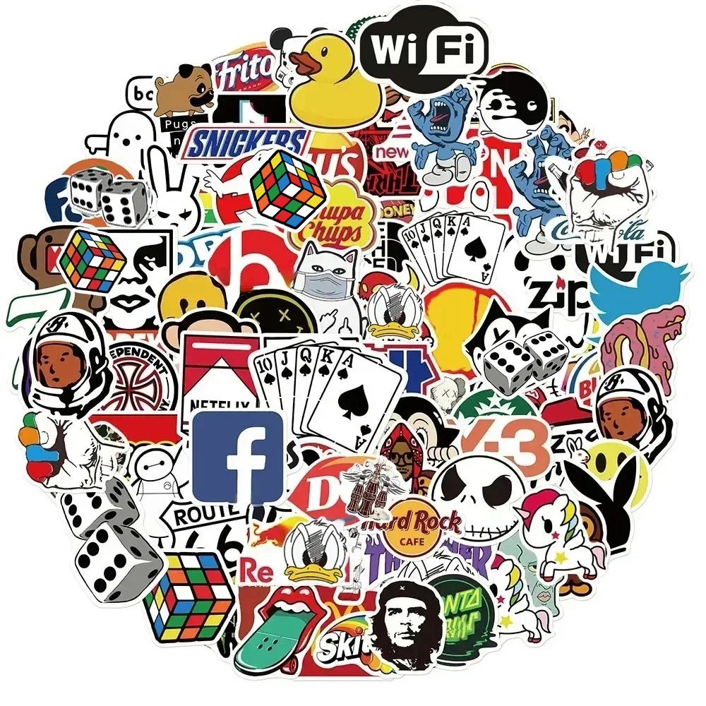 

10/30/51/103Pcs Cool Fashion Brand Logo Stickers DIY Skateboard Laptop Luggage Bike Motorcycle Phone Car Sticker Decals Kids Toy