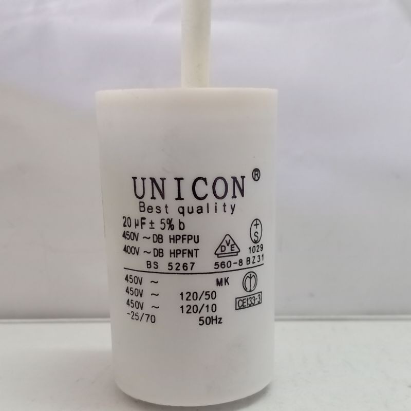 Capasitor Kapasitor Bulat UNICON 20 uf 450V AC Bulat Kecil