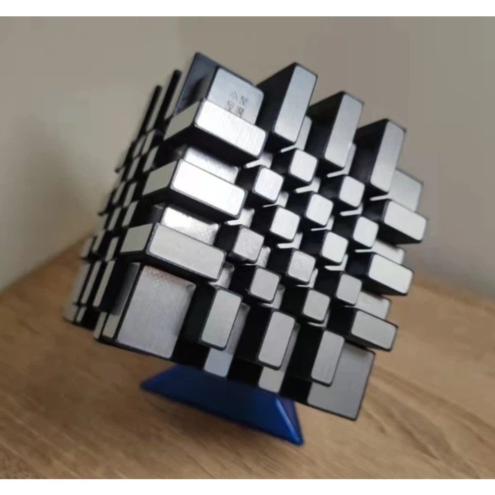 Calvin's Puzzle 7x7 Cube Mirror 7x7x7 Cube Black Body with Silver Label (Lee Mod) Cast Coated Magic 