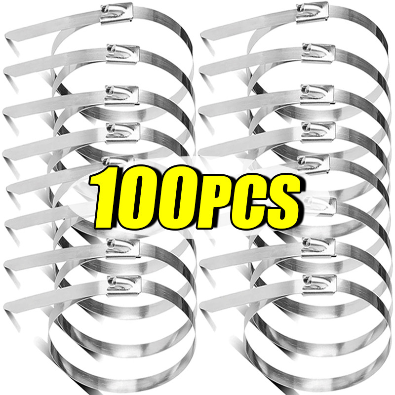 

Wholesale Stainless Steel Cable Ties for Exhaust Wrap Heavy Duty Metal Zip Ties Strap Multi-Purpose Self-locking Fastening Rings