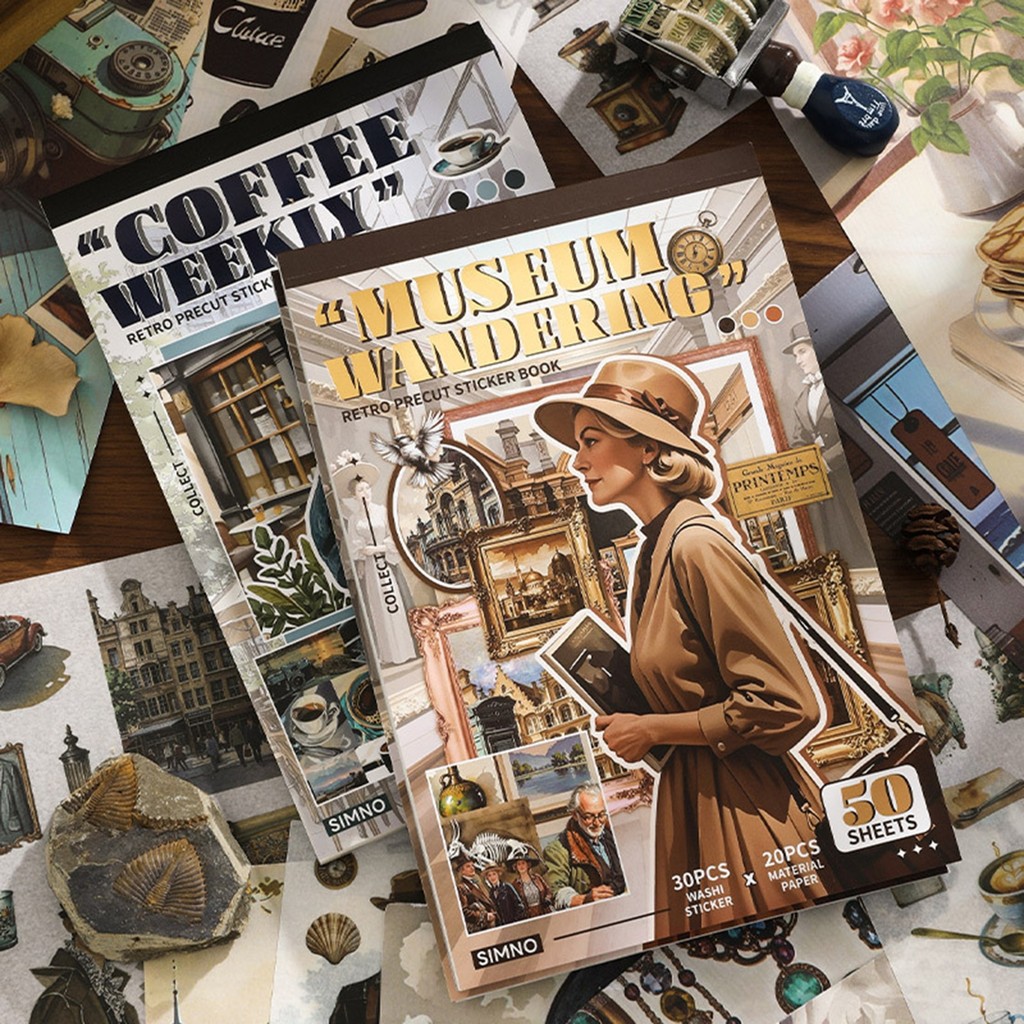 

Slow Life Sticker Book Vintage Character Antique Objects Scrapbooking Decoration Journaling Collage Material DIY Craft Supplies