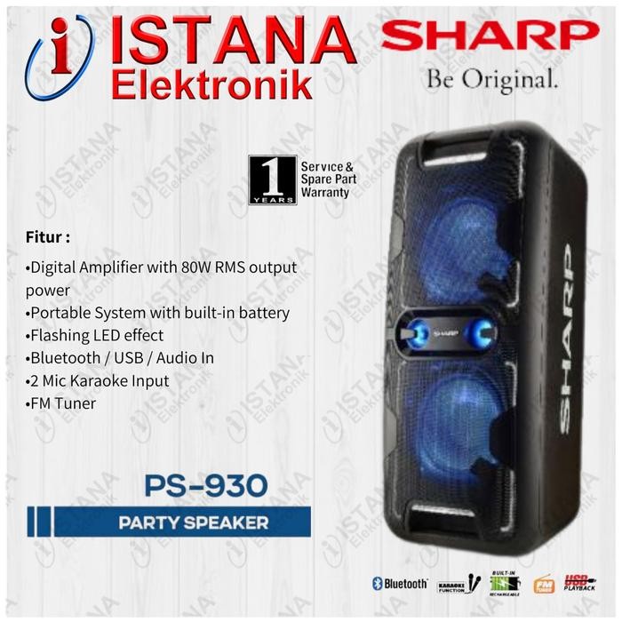 SHARP SPEAKER PORTABLE PARTY SYSTEM PS-930