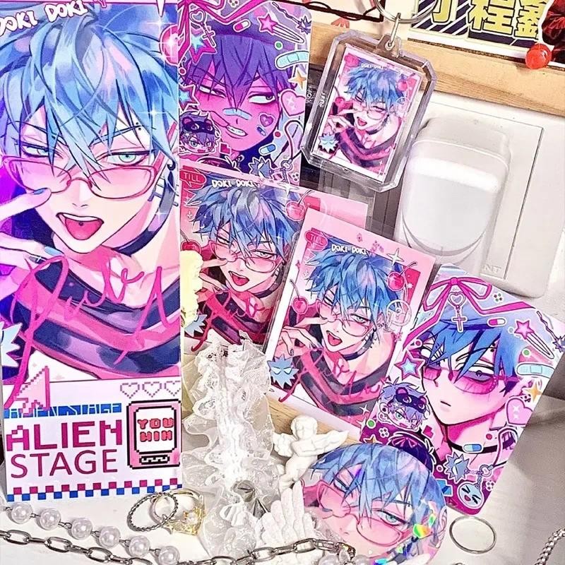 

6Pieces New TV Alien Stage Anime Lucky Gift Bag Ivan Till Collection Bag Keychain Laser badge LOMO Card Postcard Laser Card