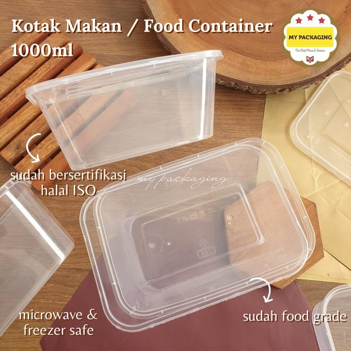 Kotak Makan Microwave / food box / wadah plastik 1000ml - 25pcs